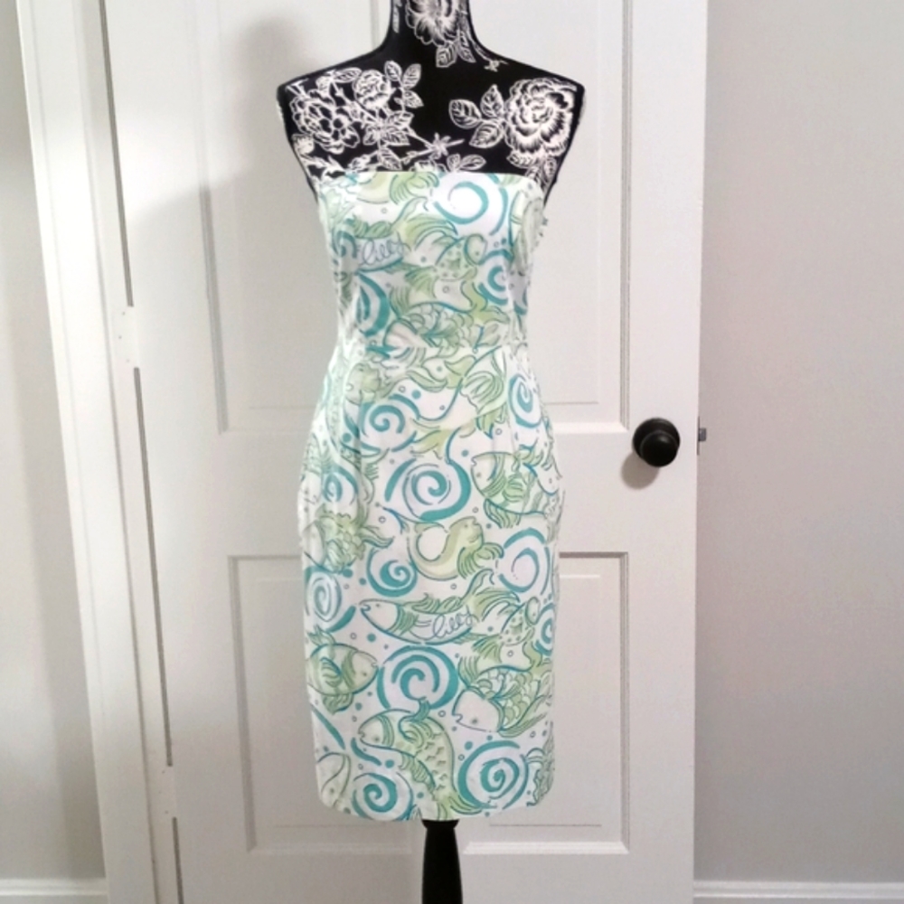 🆕 🐟VTG Lilly Pulitzer🐟 - "School's Out" Strapless Dress - Picture 1 of 16